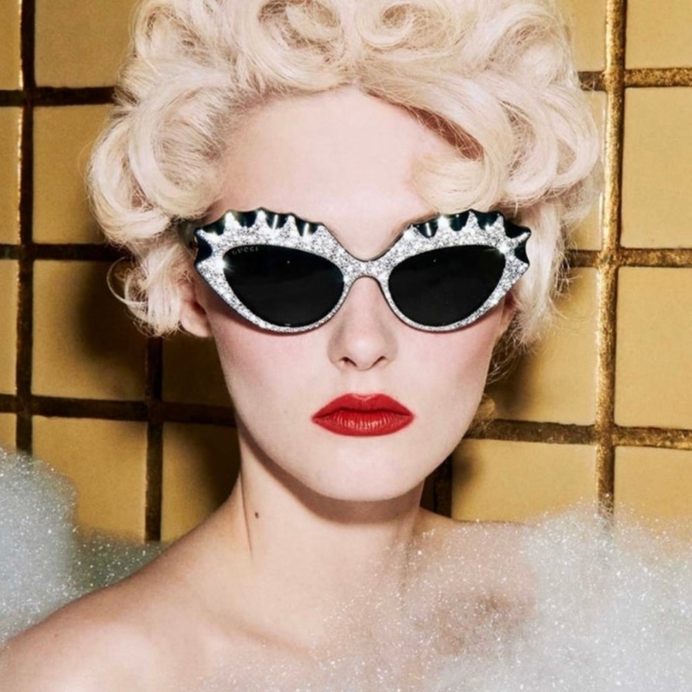 Gucci GG0781S 003 CRYSTALS CAT-EYE FRAME Sunglasses